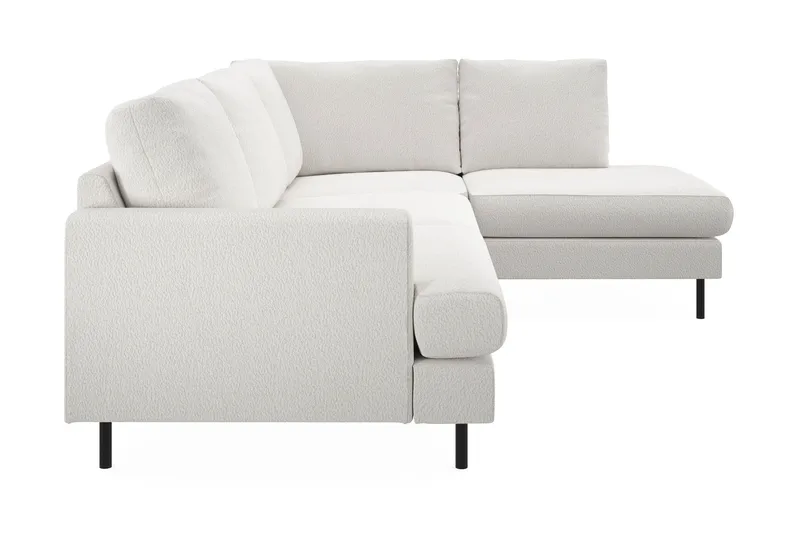 Menard Compact 4-seters Høyrevendt L-formet Sjeselongsofa i Bouclé - Hvit - Møbler - Sofaer - Sofa med sjeselong