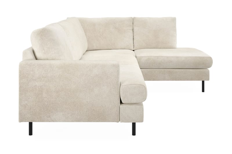Menard Compact 4-seters Høyrevendt L-formet Sjeselongsofa i Fløyel - Kremhvit - Møbler - Sofaer - Sofa med sjeselong