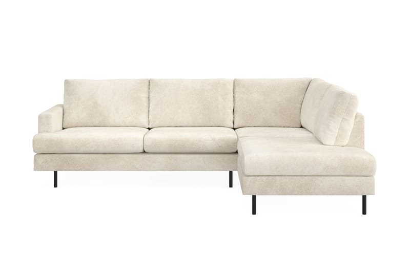 Menard Compact 4-seters Høyrevendt L-formet Sjeselongsofa i Fløyel - Kremhvit - Møbler - Sofaer - Sofa med sjeselong