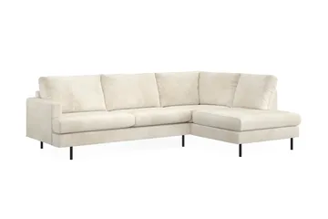 Menard Compact 4-seters Høyrevendt L-formet Sjeselongsofa i Fløyel - Kremhvit - Møbler - Sofaer - Sofa med sjeselong