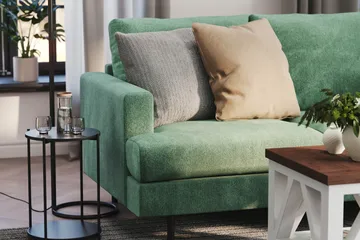 Menard Compact 4-seters Høyrevendt L-formet Sjeselongsofa i Fløyel - Mørk grønn - Møbler - Sofaer - Sofa med sjeselong