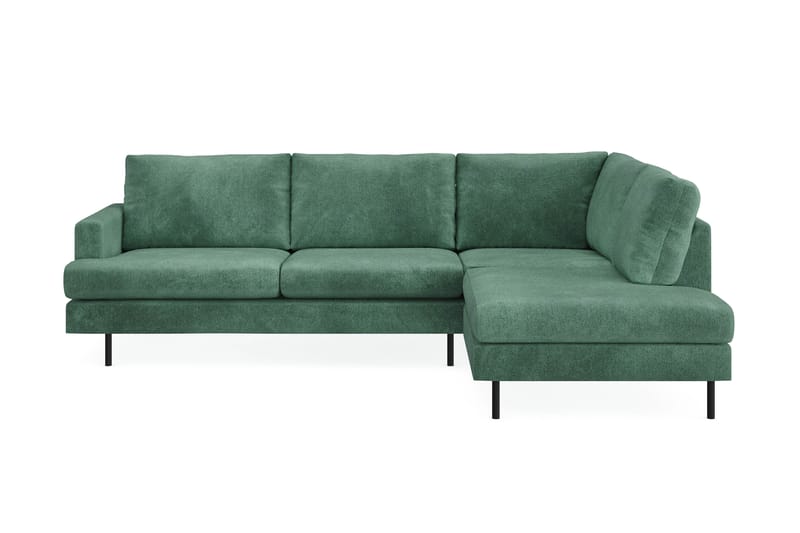 Menard Compact 4-seters Høyrevendt L-formet Sjeselongsofa i Fløyel - Mørk grønn - Møbler - Sofaer - Sofa med sjeselong