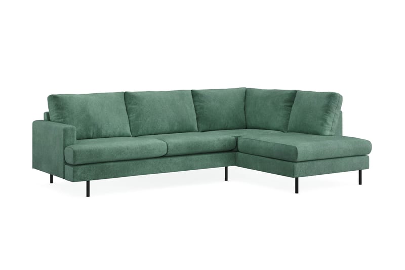 Menard Compact 4-seters Høyrevendt L-formet Sjeselongsofa i Fløyel - Mørk grønn - Møbler - Sofaer - Sofa med sjeselong