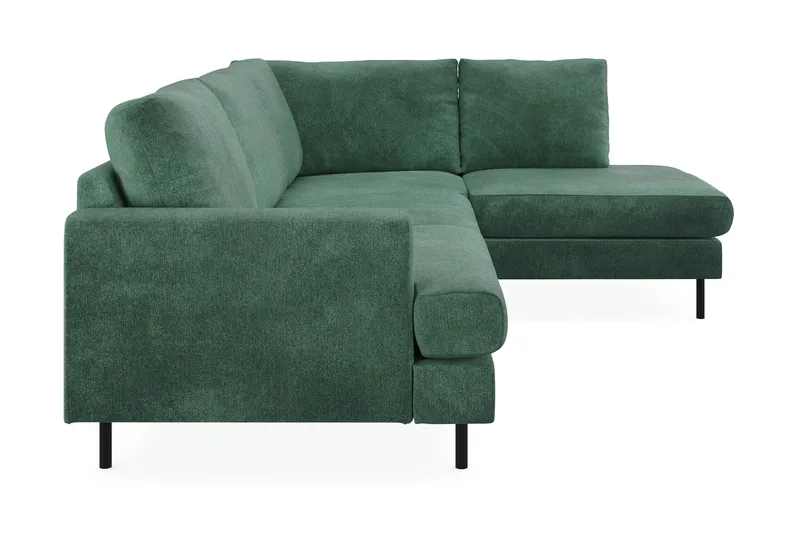 Menard Compact 4-seters Høyrevendt L-formet Sjeselongsofa i Fløyel - Mørk grønn - Møbler - Sofaer - Sofa med sjeselong