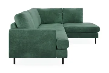 Menard Compact 4-seters Høyrevendt L-formet Sjeselongsofa i Fløyel - Mørk grønn - Møbler - Sofaer - Sofa med sjeselong