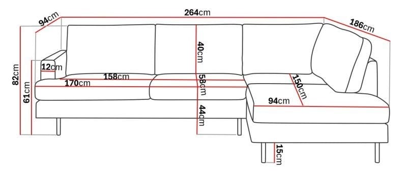 Menard Compact 4-seters Høyrevendt L-formet Sjeselongsofa i Manchester - Beige - Møbler - Sofaer - Sofa med sjeselong