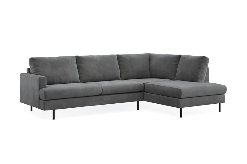 Menard Compact 4-seters Høyrevendt L-formet Sjeselongsofa i Manchester - Grå - Møbler - Sofaer - Sofa med sjeselong