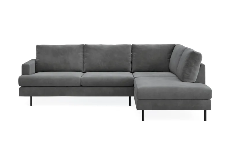 Menard Compact 4-seters Høyrevendt L-formet Sjeselongsofa i Manchester - Grå - Møbler - Sofaer - Sofa med sjeselong