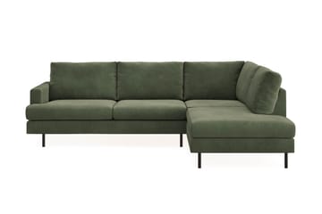 Menard Compact 4-seters Høyrevendt L-formet Sjeselongsofa i Manchester - Grønn - Møbler - Sofaer - Sofa med sjeselong