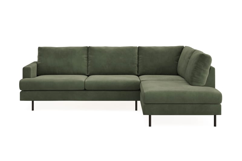 Menard Compact 4-seters Høyrevendt L-formet Sjeselongsofa i Manchester - Grønn - Møbler - Sofaer - Sofa med sjeselong