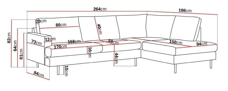 Menard Compact 4-seters Høyrevendt L-formet Sjeselongsofa i Manchester - Grønn - Møbler - Sofaer - Sofa med sjeselong