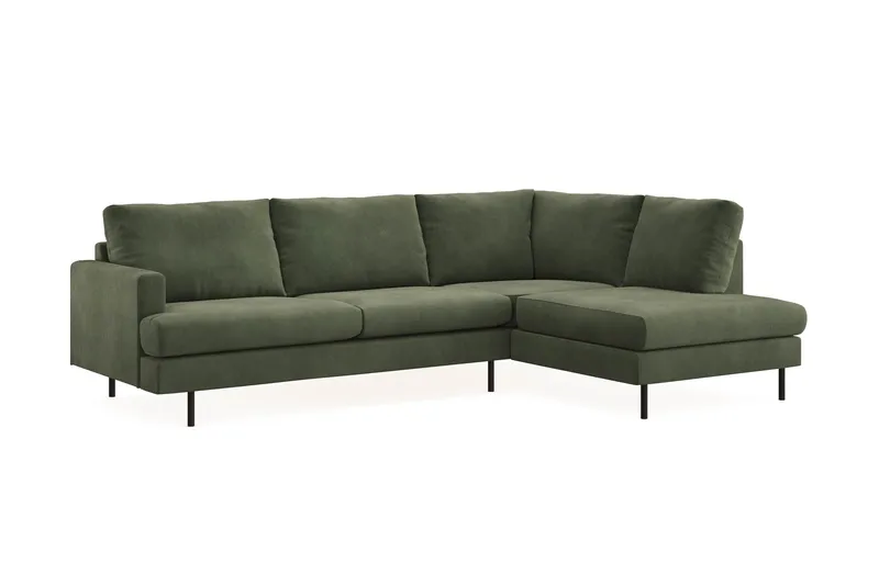 Menard Compact 4-seters Høyrevendt L-formet Sjeselongsofa i Manchester - Grønn - Møbler - Sofaer - Sofa med sjeselong