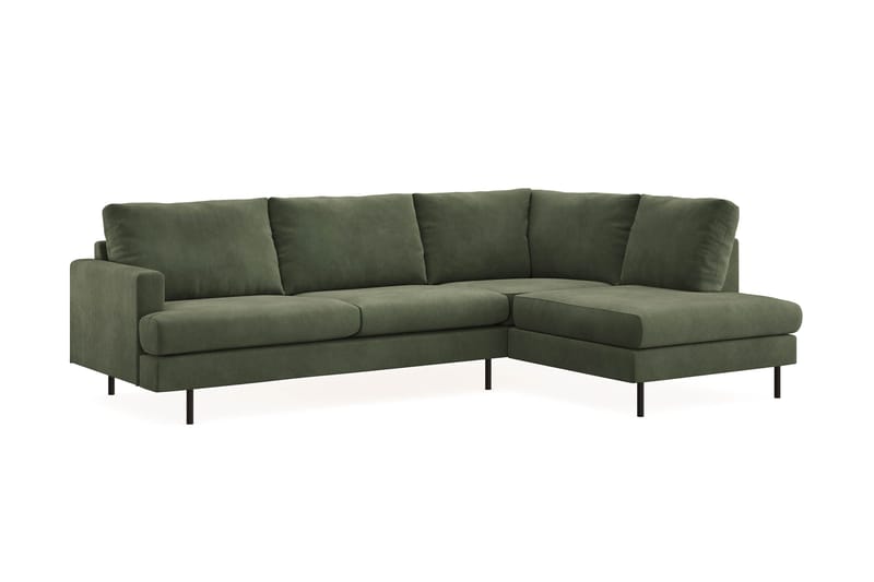 Menard Compact 4-seters Høyrevendt L-formet Sjeselongsofa i Manchester - Grønn - Møbler - Sofaer - Sofa med sjeselong