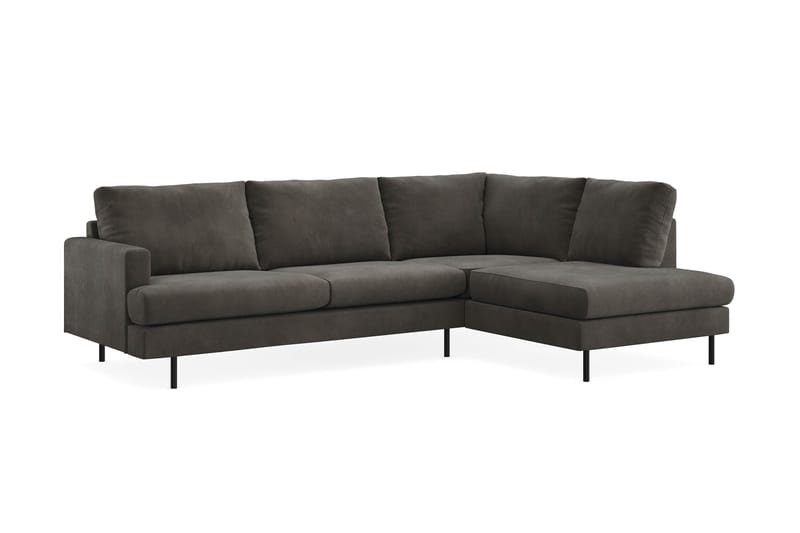 Menard Compact 4-seters Høyrevendt L-formet Sjeselongsofa i Manchester - Mørk grå - Møbler - Sofaer - Sofa med sjeselong