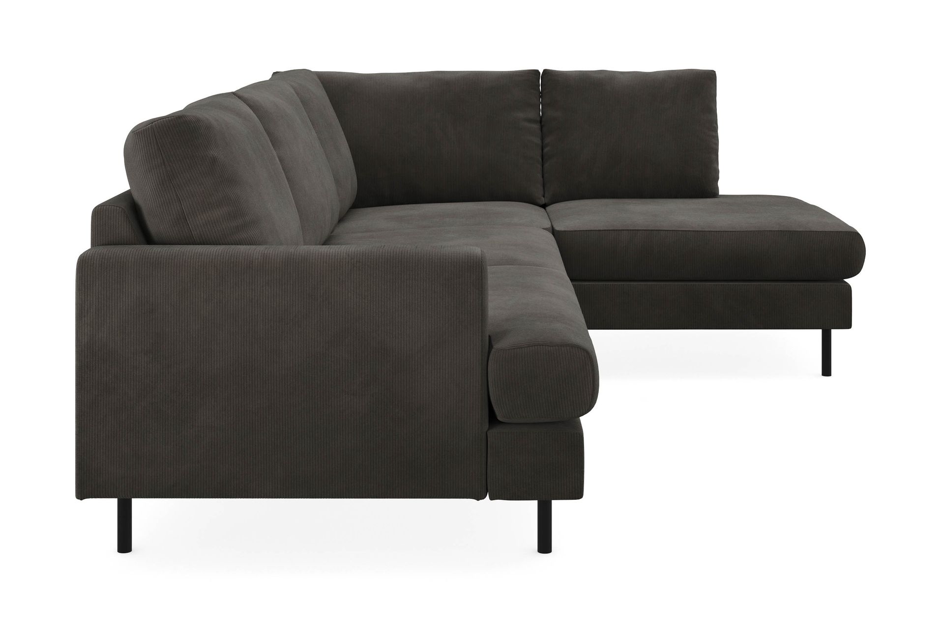 Menard Compact 4-seters Høyrevendt L-formet Sjeselongsofa i Manchester - Mørk grå - Møbler - Sofaer - Sofa med sjeselong