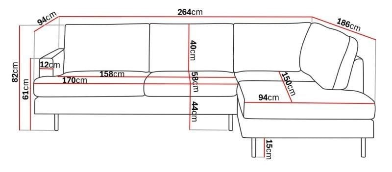 Menard Compact 4-seters Høyrevendt L-formet Sjeselongsofa i Manchester - Mørk grå - Møbler - Sofaer - Sofa med sjeselong