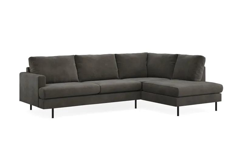 Menard Compact 4-seters Høyrevendt L-formet Sjeselongsofa i Manchester - Mørk grå - Møbler - Sofaer - Sofa med sjeselong