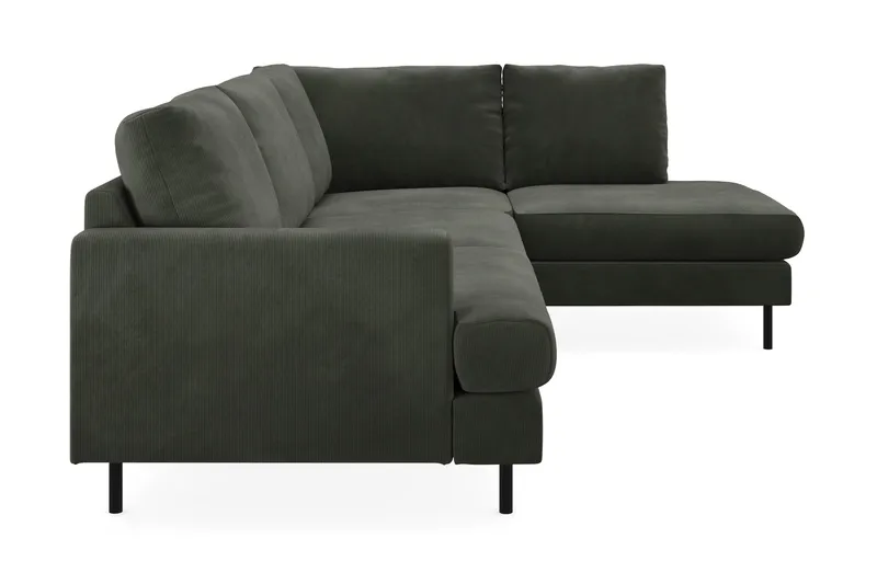 Menard Compact 4-seters Høyrevendt L-formet Sjeselongsofa i Manchester - Mørk grønn - Møbler - Sofaer - Sofa med sjeselong