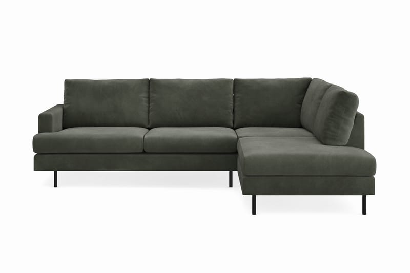 Menard Compact 4-seters Høyrevendt L-formet Sjeselongsofa i Manchester - Mørk grønn - Møbler - Sofaer - Sofa med sjeselong