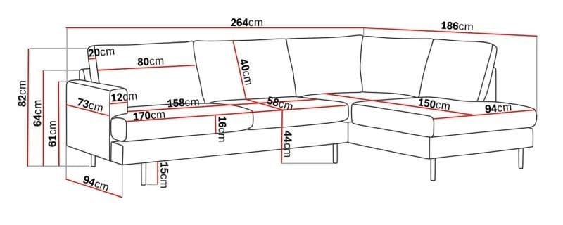 Menard Compact 4-seters Høyrevendt L-formet Sjeselongsofa i Manchester - Mørk grønn - Møbler - Sofaer - Sofa med sjeselong