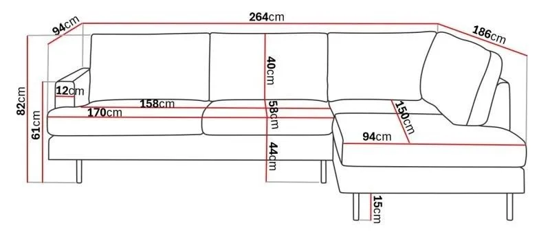 Menard Compact 4-seters Høyrevendt L-formet Sjeselongsofa i Manchester - Mørk grønn - Møbler - Sofaer - Sofa med sjeselong