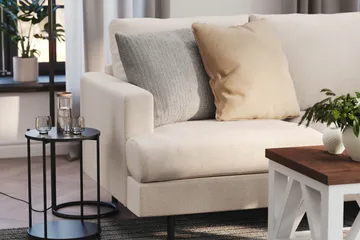 Menard Compact 4-seters Høyrevendt L-formet Sjeselongsofa i Stoff - Beige - Møbler - Sofaer - Sofa med sjeselong