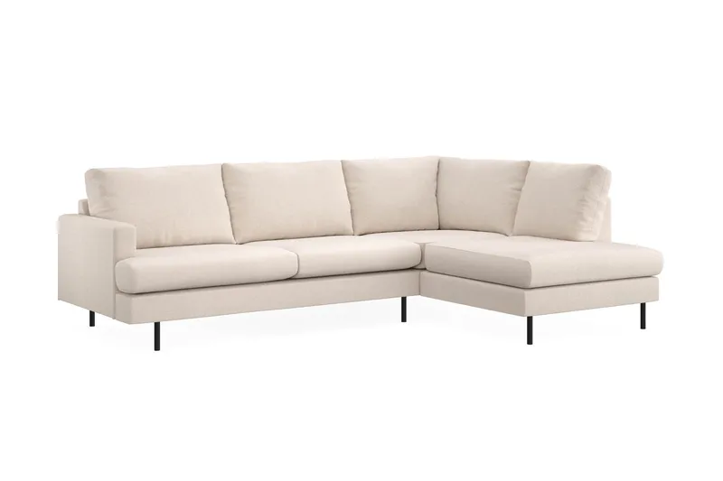 Menard Compact 4-seters Høyrevendt L-formet Sjeselongsofa i Stoff - Beige - Møbler - Sofaer - Sofa med sjeselong