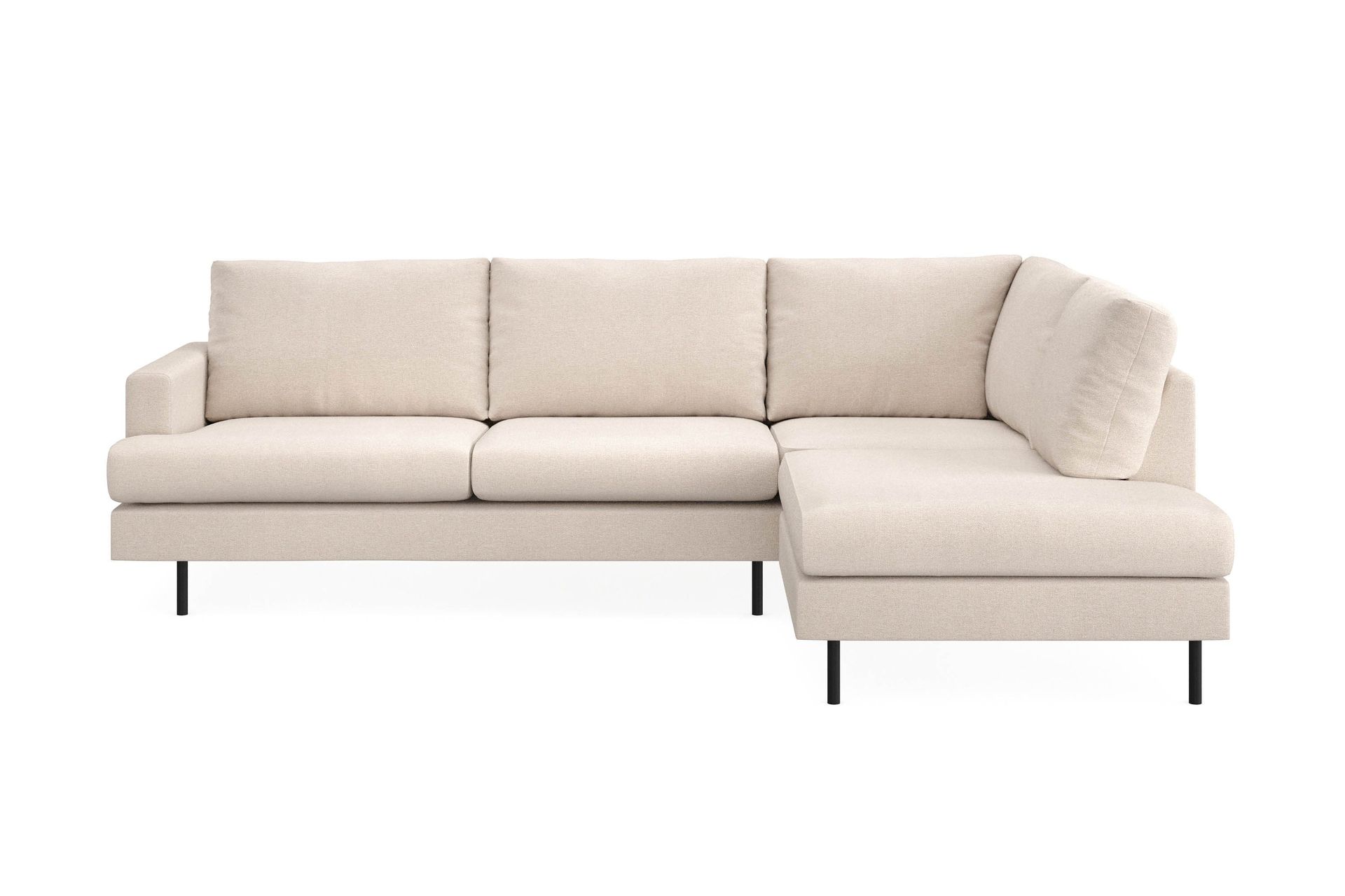 Menard Compact 4-seters Høyrevendt L-formet Sjeselongsofa i Stoff - Beige