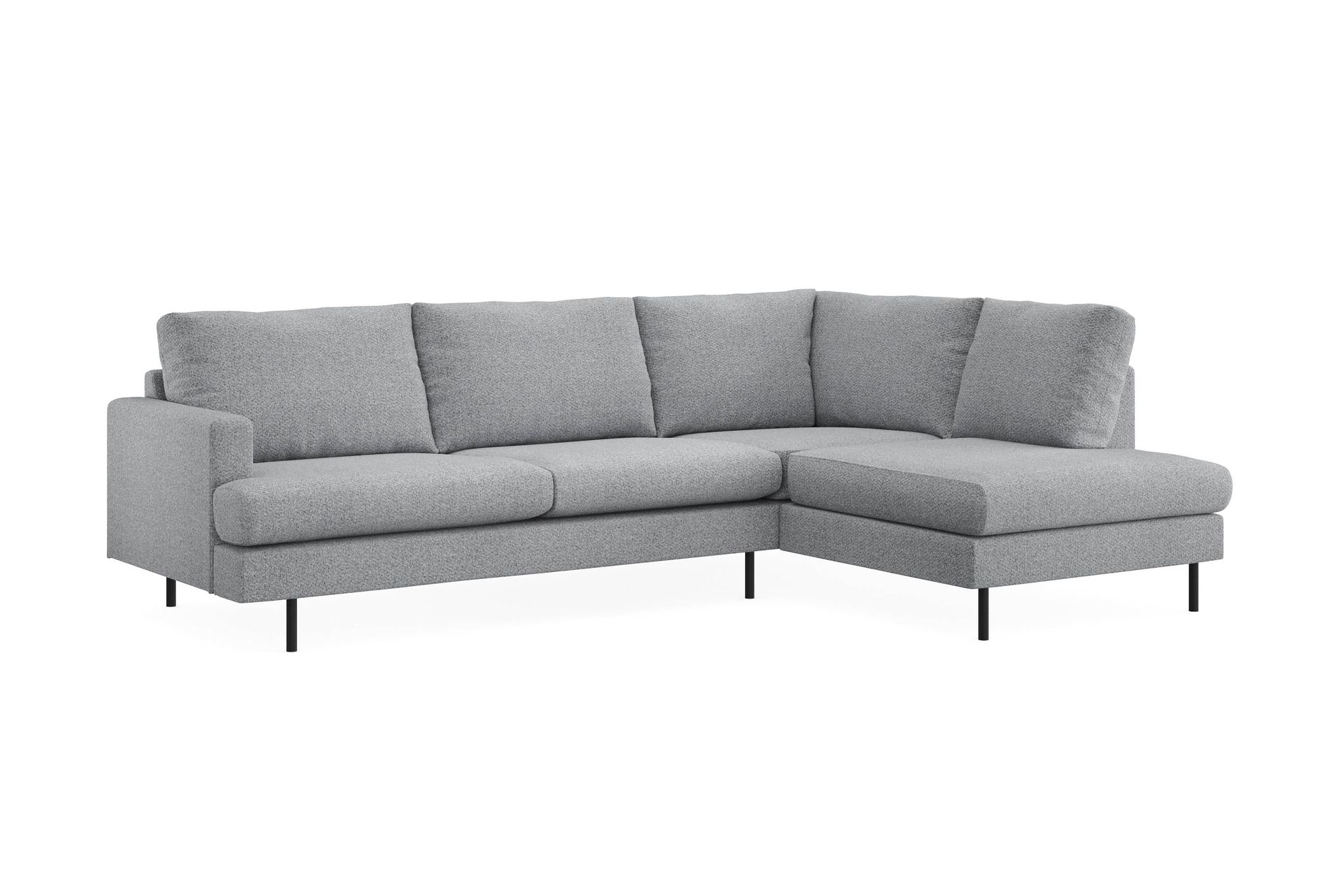 Menard Compact 4-seters Høyrevendt L-formet Sjeselongsofa i Stoff - Grå - Møbler - Sofaer - Sofa med sjeselong