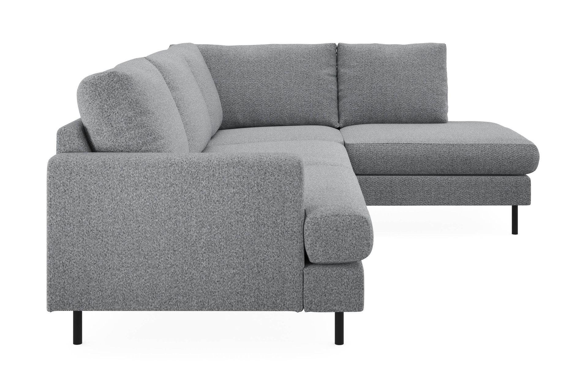 Menard Compact 4-seters Høyrevendt L-formet Sjeselongsofa i Stoff - Grå - Møbler - Sofaer - Sofa med sjeselong