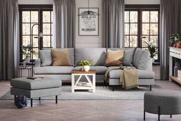 Menard Compact 4-seters Høyrevendt L-formet Sjeselongsofa i Stoff - Grå - Møbler - Sofaer - Sofa med sjeselong