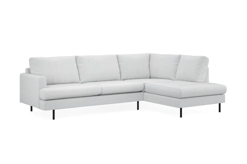 Menard Compact 4-seters Høyrevendt L-formet Sjeselongsofa i Stoff - Lys grå - Møbler - Sofaer - Sofa med sjeselong