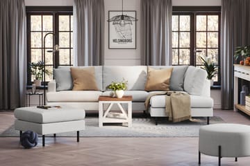 Menard Compact 4-seters Høyrevendt L-formet Sjeselongsofa i Stoff - Lys grå - Møbler - Sofaer - Sofa med sjeselong