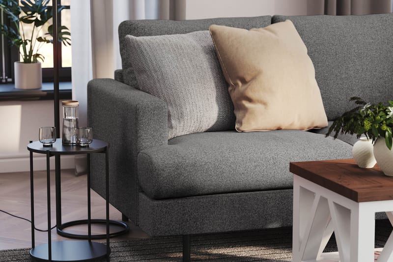 Menard Compact 4-seters Høyrevendt L-formet Sjeselongsofa i Stoff - Mørk grå - Møbler - Sofaer - Sofa med sjeselong