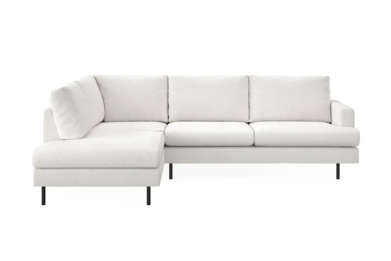 Menard Compact 4-seters Venstrevendt L-formet Sjeselongsofa i Bouclé - Hvit - Møbler - Sofaer - Sofa med sjeselong