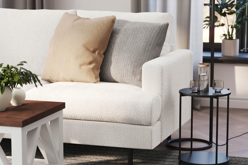 Menard Compact 4-seters Venstrevendt L-formet Sjeselongsofa i Bouclé - Hvit - Møbler - Sofaer - Sofa med sjeselong
