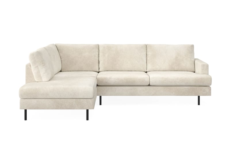 Menard Compact 4-seters Venstrevendt L-formet Sjeselongsofa i Fløyel - Kremhvit - Møbler - Sofaer - Sofa med sjeselong