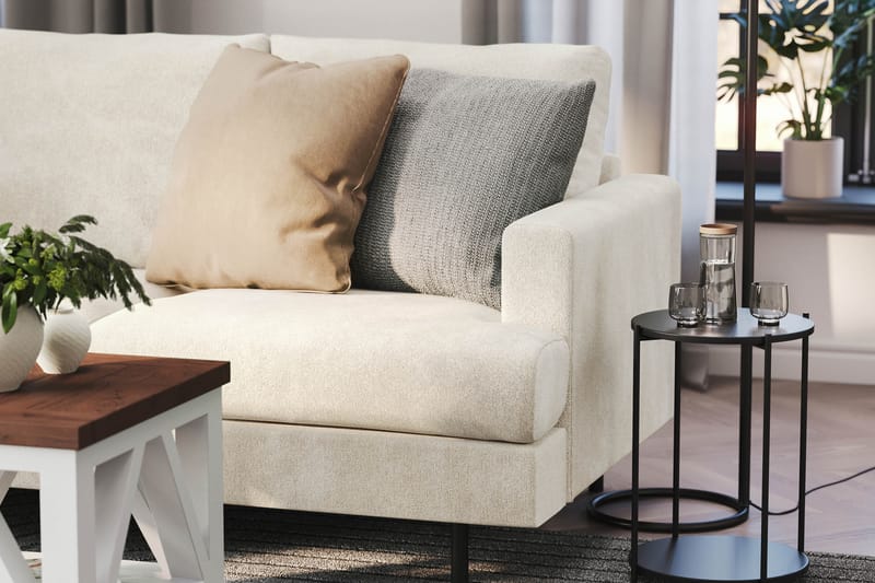 Menard Compact 4-seters Venstrevendt L-formet Sjeselongsofa i Fløyel - Kremhvit - Møbler - Sofaer - Sofa med sjeselong