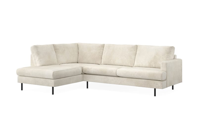 Menard Compact 4-seters Venstrevendt L-formet Sjeselongsofa i Fløyel - Kremhvit - Møbler - Sofaer - Sofa med sjeselong