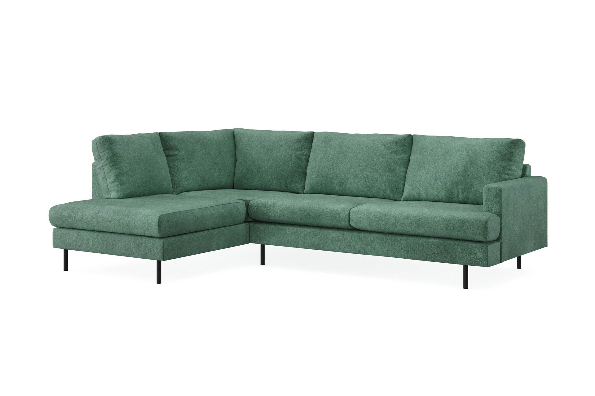 Menard Compact 4-seters Venstrevendt L-formet Sjeselongsofa i Fløyel - Mørk grønn - Møbler - Sofaer - Sofa med sjeselong