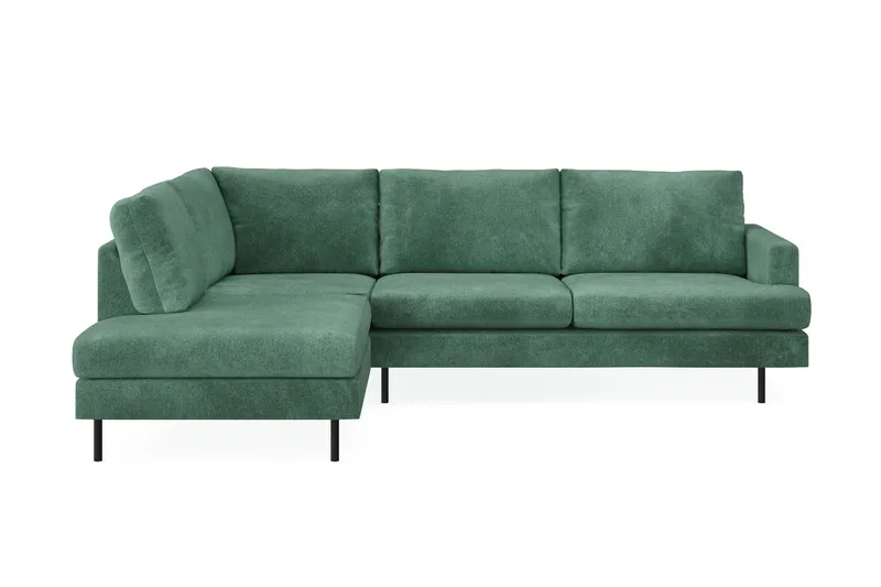 Menard Compact 4-seters Venstrevendt L-formet Sjeselongsofa i Fløyel - Mørk grønn - Møbler - Sofaer - Sofa med sjeselong