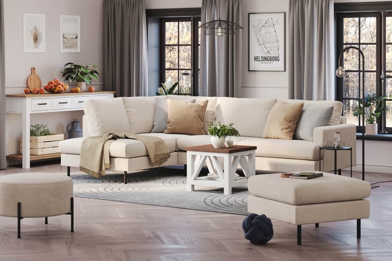 Menard Compact 4-seters Venstrevendt L-formet Sjeselongsofa i Manchester - Beige - Møbler - Sofaer - Sofa med sjeselong
