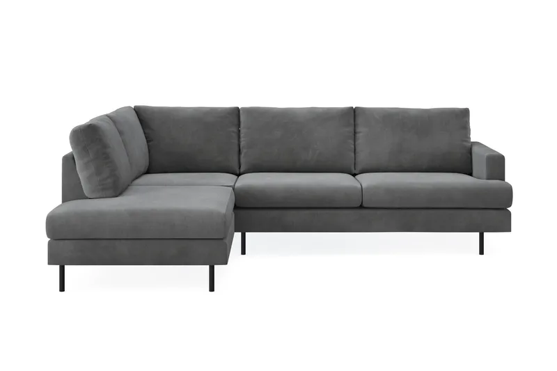 Menard Compact 4-seters Venstrevendt L-formet Sjeselongsofa i Manchester - Grå - Møbler - Sofaer - Sofa med sjeselong