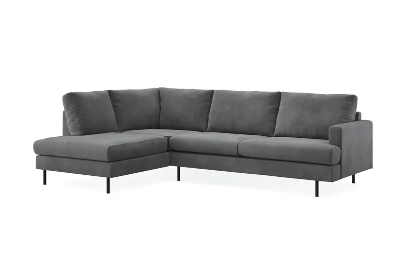 Menard Compact 4-seters Venstrevendt L-formet Sjeselongsofa i Manchester - Grå - Møbler - Sofaer - Sofa med sjeselong