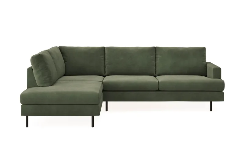 Menard Compact 4-seters Venstrevendt L-formet Sjeselongsofa i Manchester - Grønn - Møbler - Sofaer - Sofa med sjeselong