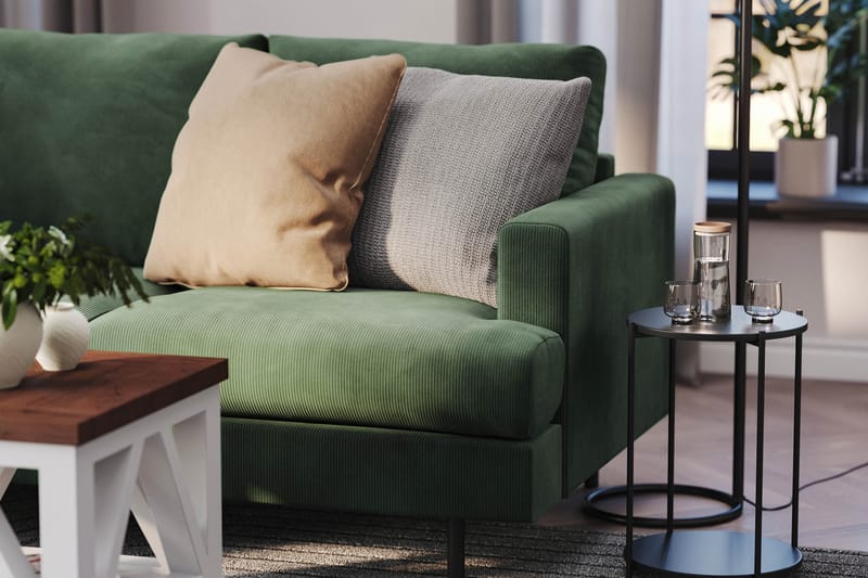 Menard Compact 4-seters Venstrevendt L-formet Sjeselongsofa i Manchester - Grønn - Møbler - Sofaer - Sofa med sjeselong