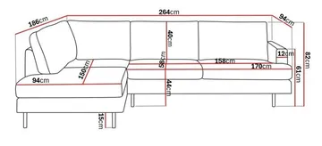 Menard Compact 4-seters Venstrevendt L-formet Sjeselongsofa i Manchester - Grønn - Møbler - Sofaer - Sofa med sjeselong