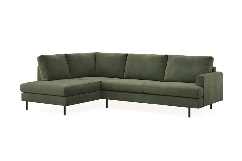 Menard Compact 4-seters Venstrevendt L-formet Sjeselongsofa i Manchester - Grønn - Møbler - Sofaer - Sofa med sjeselong