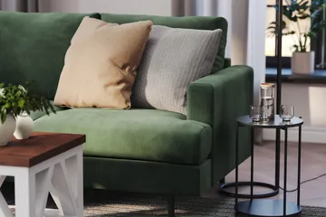 Menard Compact 4-seters Venstrevendt L-formet Sjeselongsofa i Manchester - Grønn - Møbler - Sofaer - Sofa med sjeselong