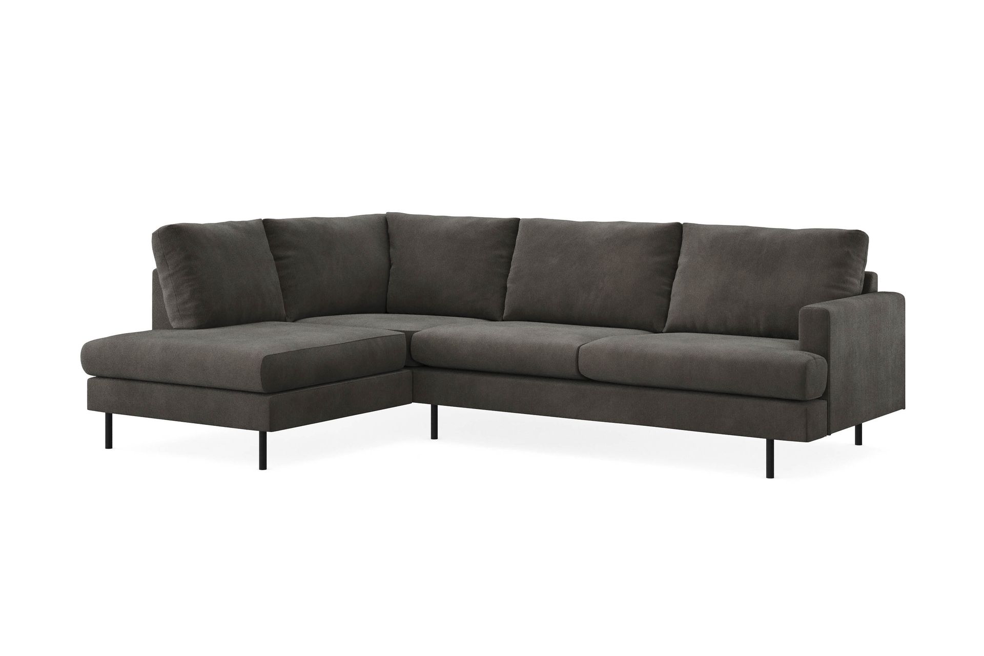 Menard Compact 4-seters Venstrevendt L-formet Sjeselongsofa i Manchester - Mørk grå - Møbler - Sofaer - Sofa med sjeselong